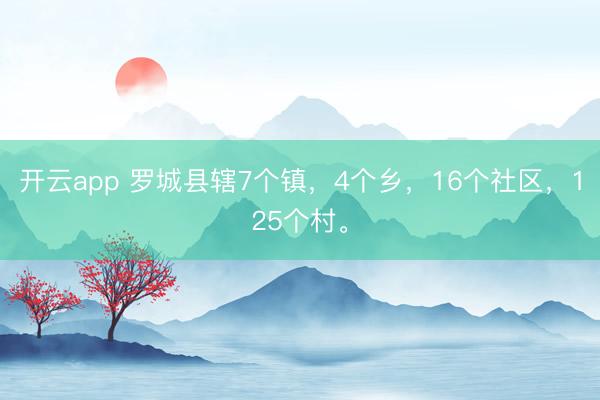 开云app 罗城县辖7个镇，4个乡，16个社区，125个村。