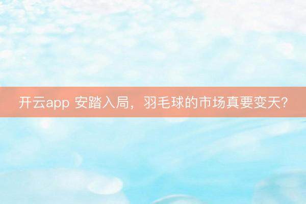 开云app 安踏入局，羽毛球的市场真要变天？