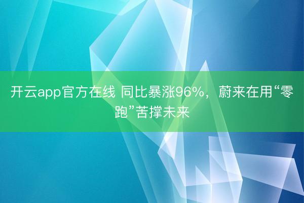 开云app官方在线 同比暴涨96%，蔚来在用“零跑”苦撑未来