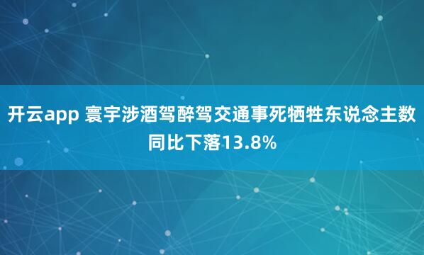 开云app 寰宇涉酒驾醉驾交通事死牺牲东说念主数同比下落13.8%