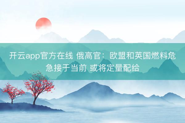 开云app官方在线 俄高官：欧盟和英国燃料危急接于当前 或将定量配给