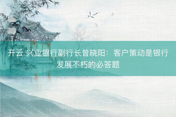 开云 兴业银行副行长曾晓阳：客户策动是银行发展不朽的必答题