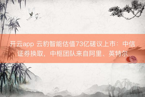 开云app 云豹智能估值73亿磋议上市：中信证券换取，中枢团队来自阿里、英特尔