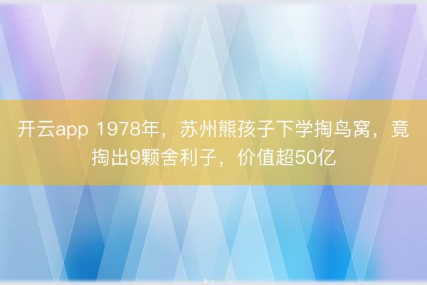 开云app 1978年，苏州熊孩子下学掏鸟窝，竟掏出9颗舍利子，价值超50亿