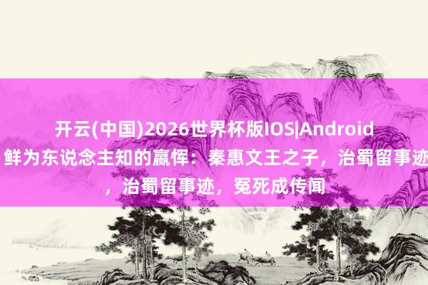 开云(中国)2026世界杯版IOS|Android手机app下载 鲜为东说念主知的嬴恽:秦惠文王之子,治蜀留事迹,冤死成传闻