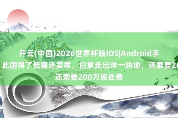 开云(中国)2026世界杯版IOS|Android手机app下载 此国得了低廉还卖乖,白拿走出洋一块地,还索要200万惩处费