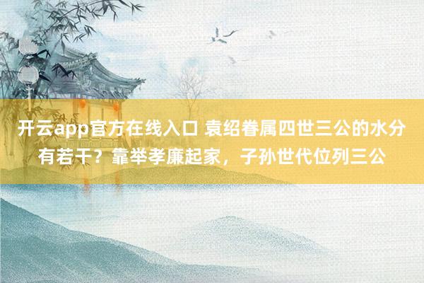 开云app官方在线入口 袁绍眷属四世三公的水分有若干？靠举孝廉起家，子孙世代位列三公