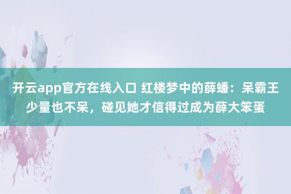 开云app官方在线入口 红楼梦中的薛蟠：呆霸王少量也不呆，碰见她才信得过成为薛大笨蛋