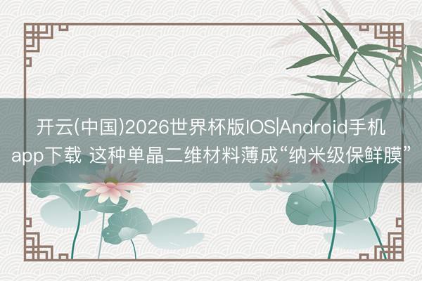 开云(中国)2026世界杯版IOS|Android手机app下载 这种单晶二维材料薄成“纳米级保鲜膜”