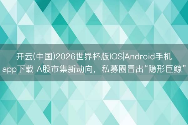 开云(中国)2026世界杯版IOS|Android手机app下载 A股市集新动向,私募圈冒出“隐形巨鲸”