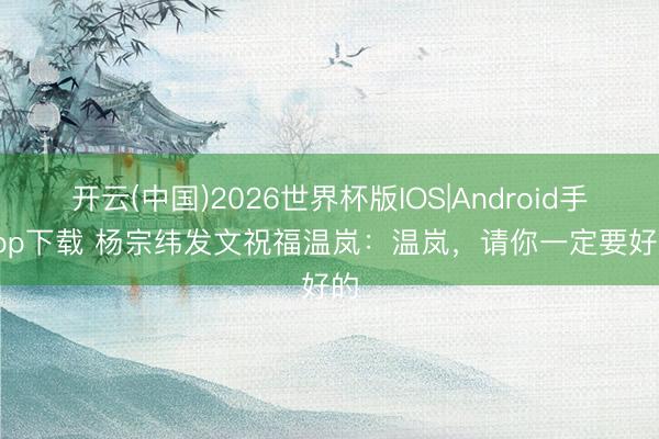 开云(中国)2026世界杯版IOS|Android手机app下载 杨宗纬发文祝福温岚：温岚，请你一定要好好的
