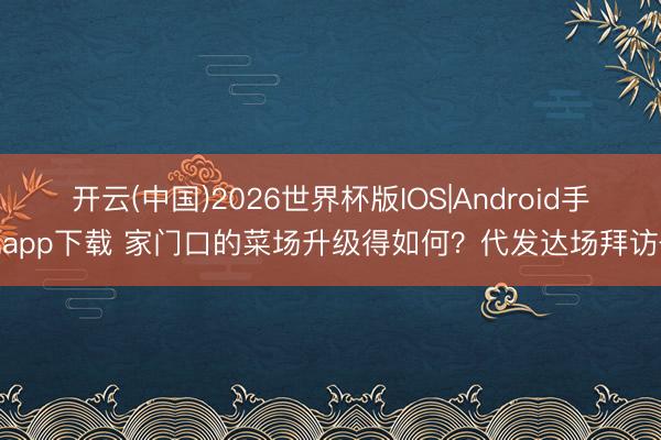 开云(中国)2026世界杯版IOS|Android手机app下载 家门口的菜场升级得如何?代发达场拜访→
