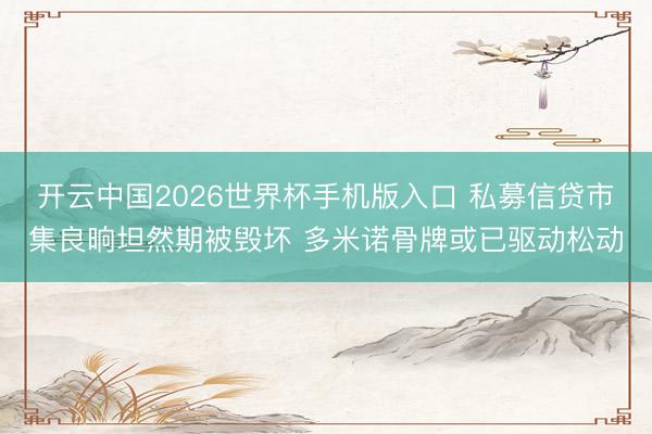 开云中国2026世界杯手机版入口 私募信贷市集良晌坦然期被毁坏 多米诺骨牌或已驱动松动