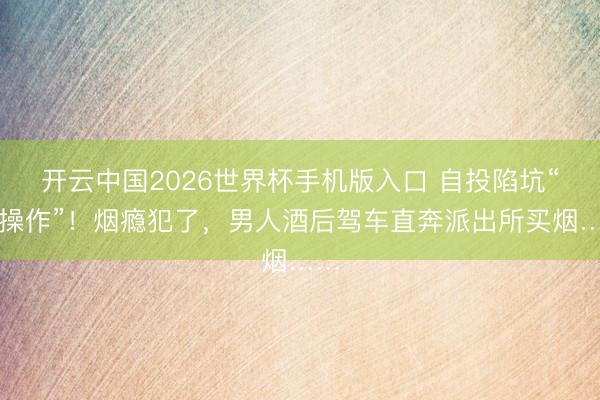 开云中国2026世界杯手机版入口 自投陷坑“神操作”！烟瘾犯了，男人酒后驾车直奔派出所买烟……