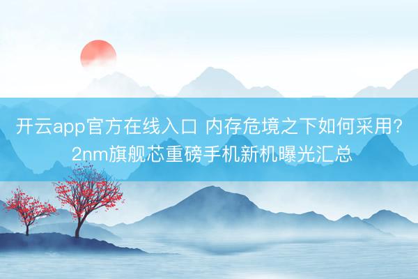 开云app官方在线入口 内存危境之下如何采用? 2nm旗舰芯重磅手机新机曝光汇总